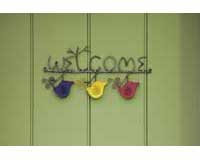 Hanging Wire Birds Welcome Sign