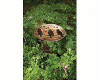 Stake Bird Bath â€“ Cedar Waxwing  â€“  Flamed Color