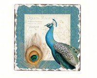 Majestic Beauty Peacock Tumbled Tile Coasters Set of 4