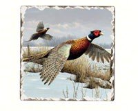 Pheasant Single Tumbled Tile Coaster