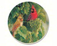 Cardinals w/Grapes Coasters Set of 4