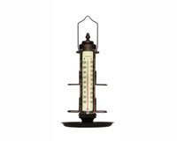 Bird Feeder Thermometer 18 inch with Tray Bronze Patina