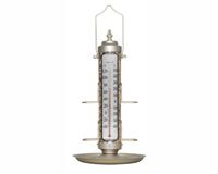 Bird Feeder Thermometer 12 inch with Tray Satin Nickel