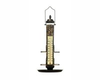Bird Feeder Thermometer 21 inch with Tray Bronze Patina