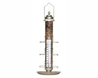 Bird Feeder Thermometer 24 inch with Tray Satin Nickel