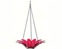 12 Inch Hanging Daisy Bird Bath â€“ Red Colored â€“ Recycled
