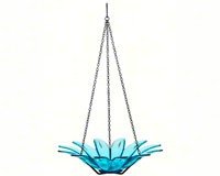 12 Inch Hanging Daisy Bird Bath - Aqua Colored - Recycled