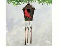 Cardinal Birdhouse Resin Windchime