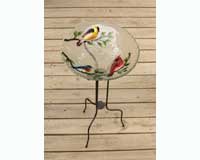 Bowl Bird Bath â€“ Song Birds â€“ Hand Painted Glass