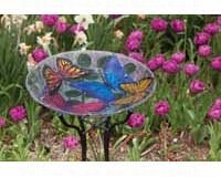 Bowl Bird Bath â€“ Butterfly Collage  â€“ Hand Crafted Glass