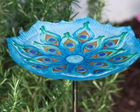 Stake Bird Bath â€“ Peacock â€“  Blue Color
