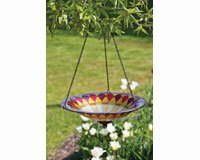 Hanging Glass Bird Bath â€“ Tiffany Colored