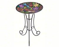Stake Bird Bath â€“ Summer Menagerie â€“  Flower Melody Color