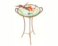 Stake Bird Bath â€“ Daring Dragonfly â€“  Copper Flamed Color