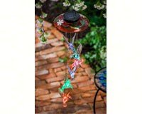 Decorative Glass Topper Solar Mobile Red Hummingbird