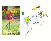 Cheerful Summer Days Windspinner Garden Stake 3 Assorted Birds Short