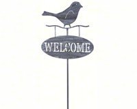 Bird Garden Stake with Welcome Sign
