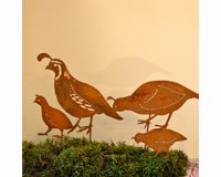 CA Quail Family Stake Set Bird Silhouette