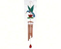 Hummingbird with Red Flower Large Wind Chime