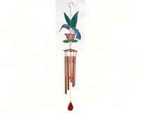 Hummingbird with Pink Flower Large Wind Chime