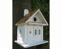 Shotgun Cottage Birdhouse White w/Lavender