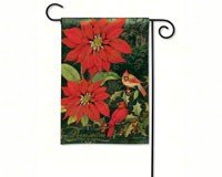 Poinsettia Cardinals Garden Flag