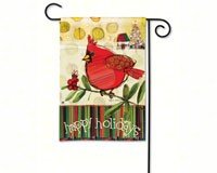 Happy Holidays Cardinals Garden Flag