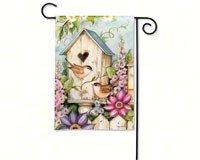 Cottage Birdhouse Garden Flag