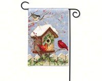 Christmas Birdhouse Garden Flag