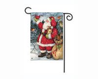 Birdhouse Santa Garden Flag