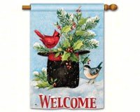 Holly Hat Standard Flag Double Sided Message