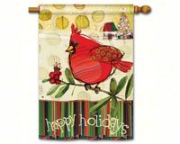 Happy Holidays Cardinal Standard Flag