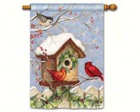 Christmas Birdhouse Standard Flag