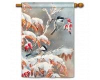 Winter Day Chickadees Standard Flag