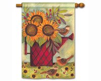 Sunflowers and Sparrows Standard Flag