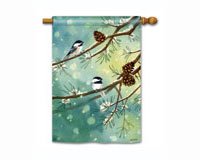 Chickadees & Pine Std Flag