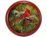 December Dawn Cardinal 8 inch Sound Clock