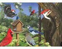 Around the Birdfeeder Tray Puzzle 35 piece Puzzle