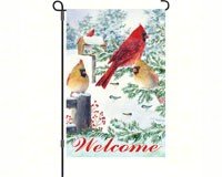 Snow Flurry Cardinals Garden Flag