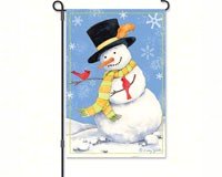 Snowman & Cardinals Garden Flag