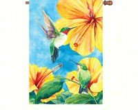 Hummingbirds & Hibiscus House Flag