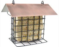 Metal Suet Feeder with Brushed Cooper Roof