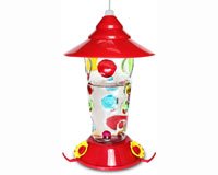 Hummingbird Feeder â€“ Dots  â€“ Hand Painted Glass
