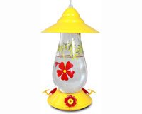 Hummingbird Feeder â€“ Flowers  â€“ Painted Glass