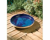 Bowl Bird Bath â€“ Mini Blue â€“ Glazed Stoneware