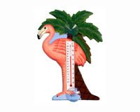 Flamingo & Palm Tree Small Window Thermometer