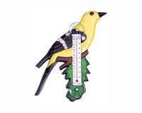 Goldfinch on Branch Small Window Thermometer