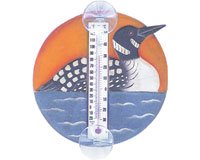 Loon in Lake Scene Small Window Thermometer