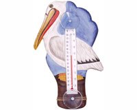White Pelican on Pier Large Window Thermometer