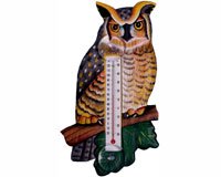 Great Horned Owl Large Window Thermometer